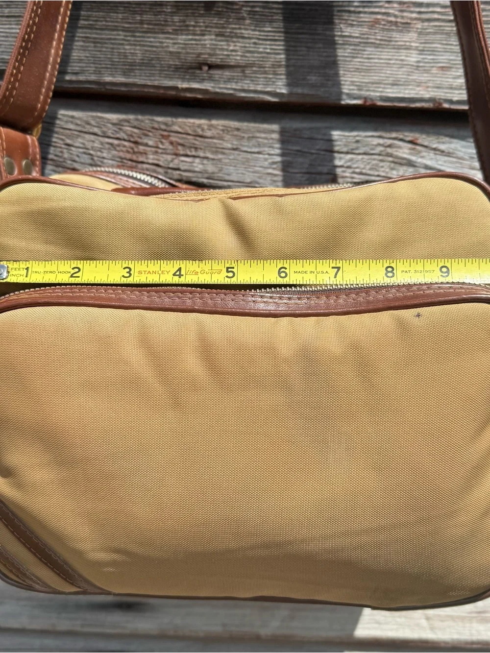 Canvas Travel Messenger Camera Bag, Tan and Brown, zippered, vintage retro